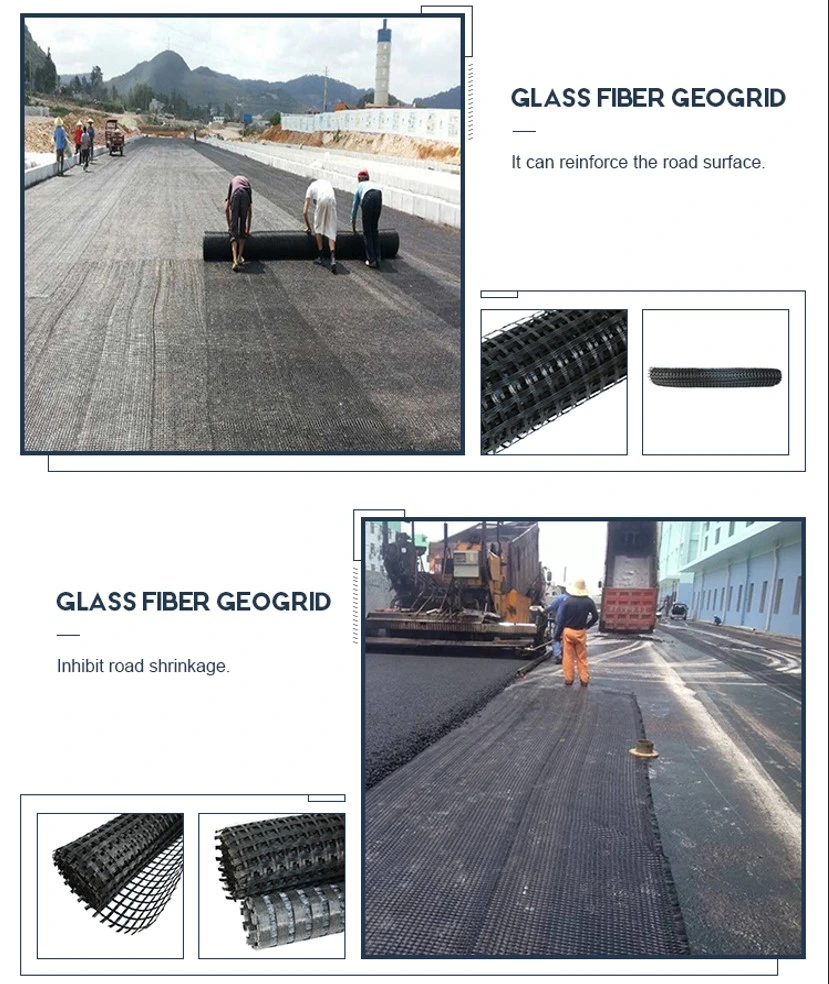 CE ISO9001 Fiberglass Geogrid For Driveway Road Reinforcement Construction 2
