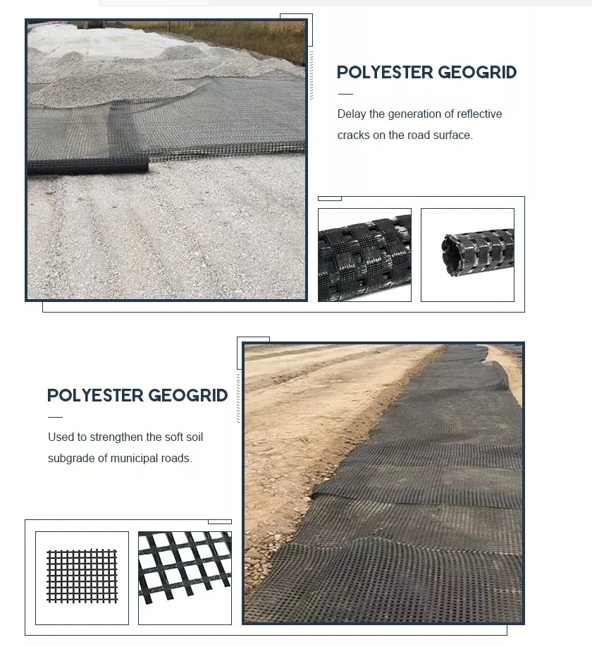 Warp Knitted Polyester Woven PET Biaxial Geogrid For Roadbase Reinforcement 2