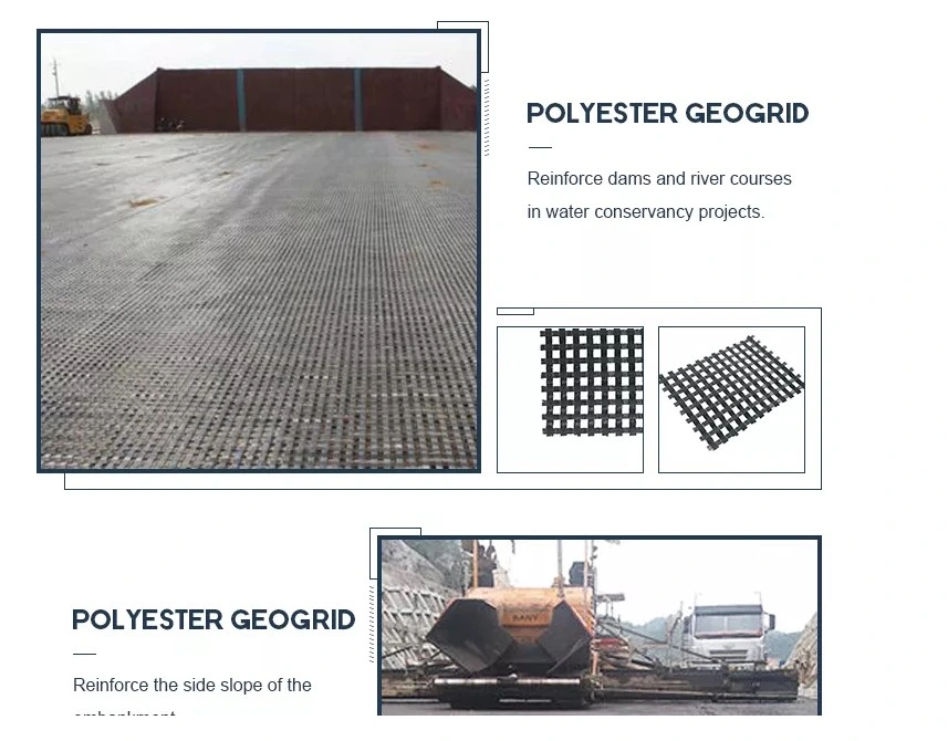 Warp Knitted Polyester Woven PET Biaxial Geogrid For Roadbase Reinforcement 3