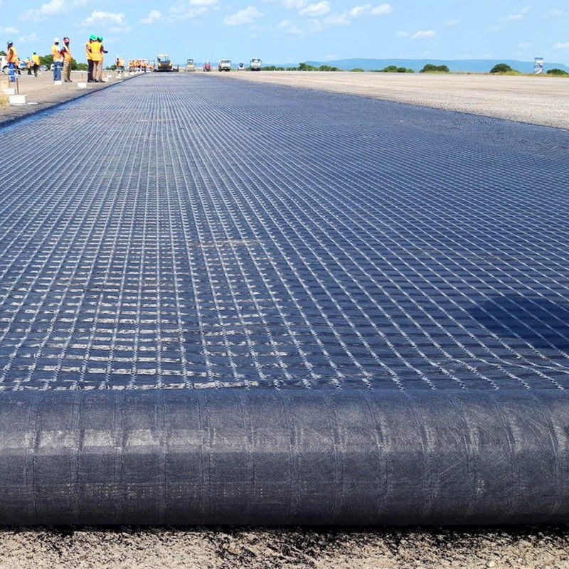 Composite Biaxial Fiberglass Geogrid With Nonwoven Geotextile For Soil Reinfocement/Road Construction Material Geocompos