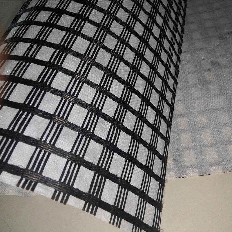Composite Biaxial Fiberglass Geogrid With Nonwoven Geotextile For Soil Reinfocement/Road Construction Material Geocompos
