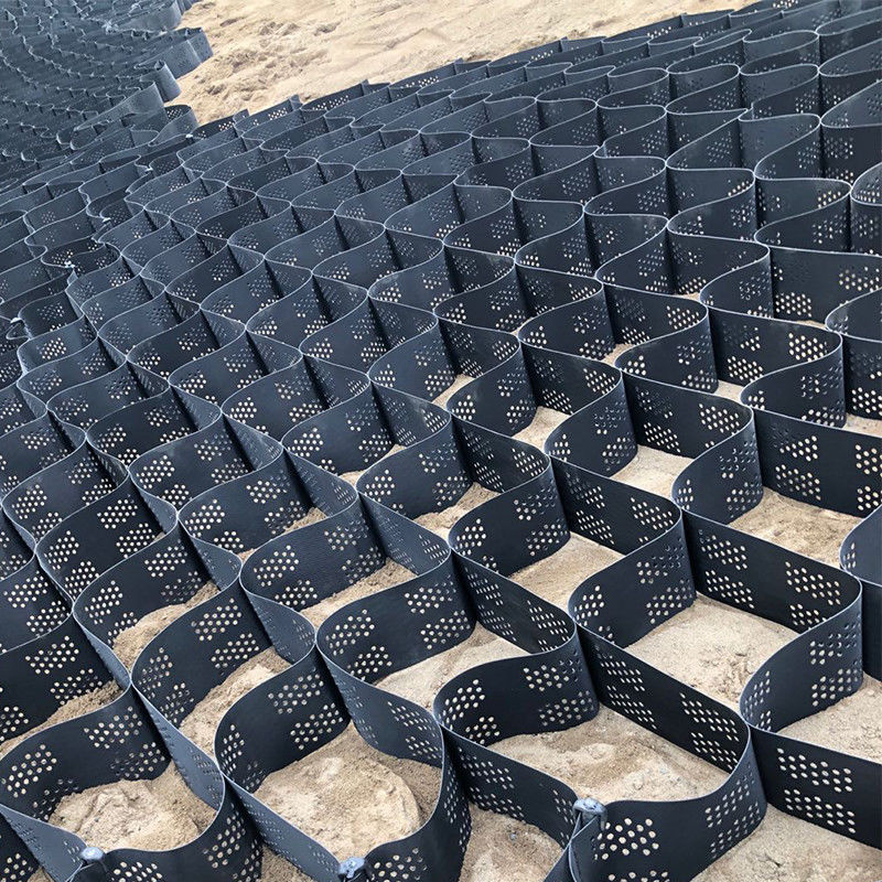 Textured High Cellular Confinement System Honeycomb HDPE Geocell For Road Foundation Slope Protection Parking Lot Driveway Retaining Wall