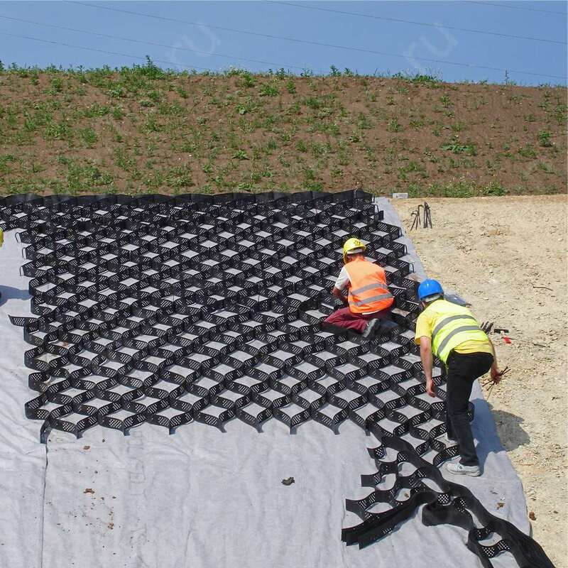 HDPE Geocell Plastic Driveway Gravel HDPE Geocell Soil Control in Road for Road Reinforcement Slope Protection Erosion Control Gravel Highway
